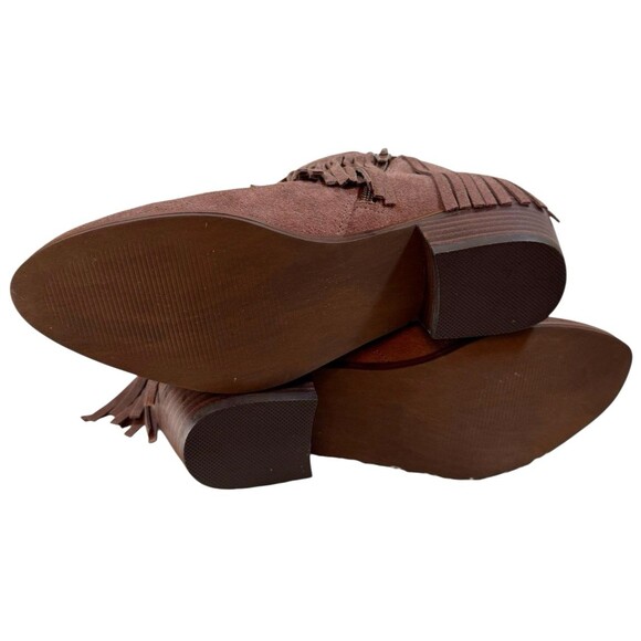 Steve Madden Womens Patzee Boot Size 7 Brown Suede‎ Fringe Bootie Low Block Heel - Picture 11 of 14